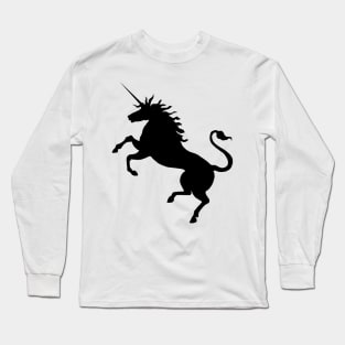 Scottish Black Rearing Unicorn Silhouette Long Sleeve T-Shirt